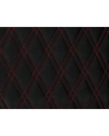 Double Diamond Stitch Padded Faux Leather, Red on Black