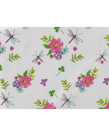 Dragonfly Bouquet Cotton Print