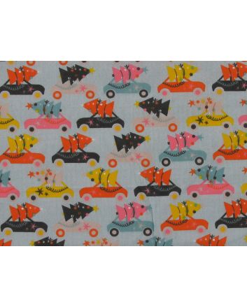 Driving Home with Christmas Polycotton Print, Sky