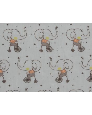 Elephant Bicycle Polycotton Print, Silver
