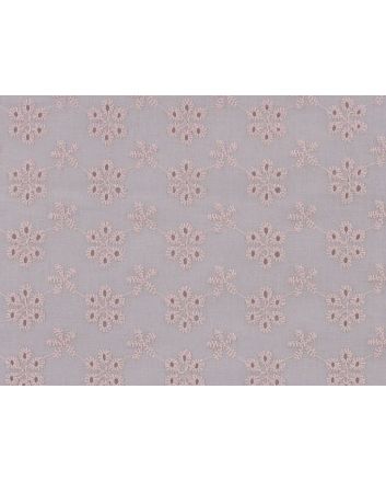 Embroidered Cotton Voile Anglaise, Six Hole Floral, Pink