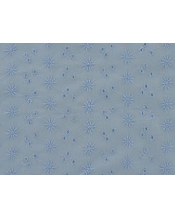 Embroidered Cotton Voile Anglaise, Three Hole Sunflower, Blue
