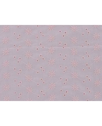 Embroidered Cotton Voile Anglaise, Three Hole Sunflower, Pink
