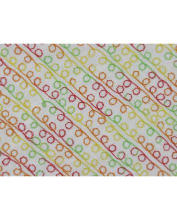 Embroidered Rainbow Swirl Cotton, White