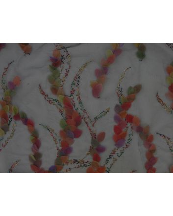 Emroidered Sequin Leaves on Black Tulle