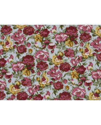 English Floral Meadow Cotton Poplin Print, Sky