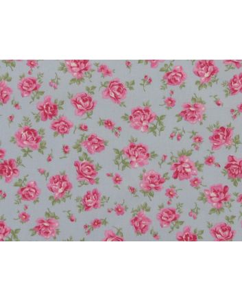 English Rose Meadow Cotton Poplin Print, Sky