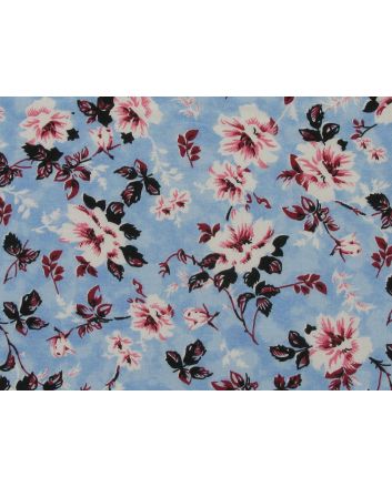 Fancy Flora Cotton Poplin Print, Light Blue