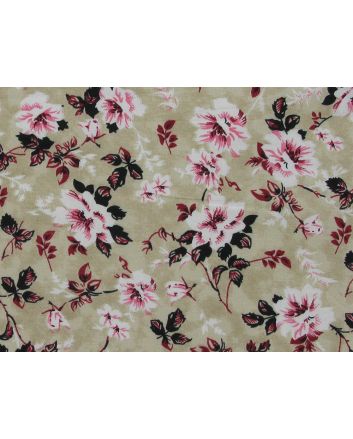 Fancy Flora Cotton Poplin Print, Light Brown