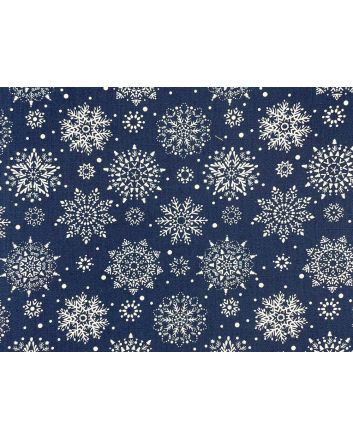 Fancy Winter Snowflake Cotton Print, Navy