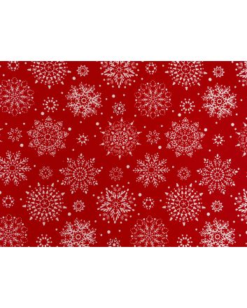 Fancy Winter Snowflake Cotton Print, Red