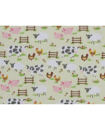 Farm Yard Fun Polycotton Print, Cream