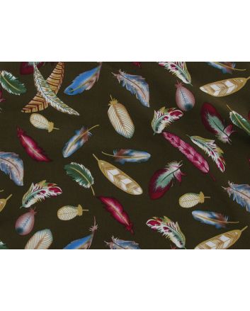 Feather Dash Viscose Print, Olive