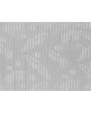 Feather Spot Sheer Matallic Stripe Jacquard, White