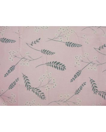 Fern Blossom Linen Look Cotton Print, Pink