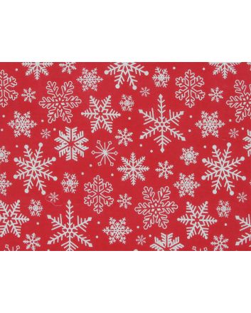 Festive Snowflakes Polycotton Print, Red