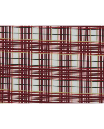 Festive Tartan Cotton Print, Cream