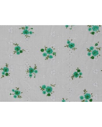 Floral Bouquet Printed Embroidered Anglaise, Green