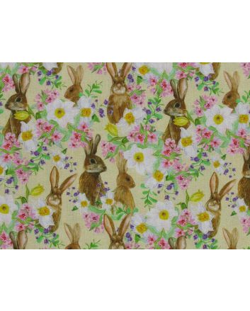 Floral Bunnies Cotton Print