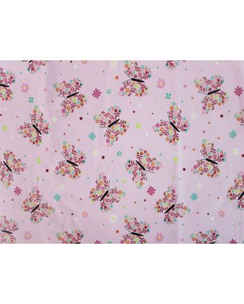 Floral Butterfly Wings Cotton Jersey, Pink