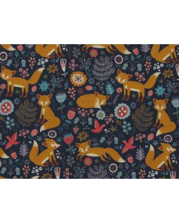 Floral Fox Forest Cotton Print
