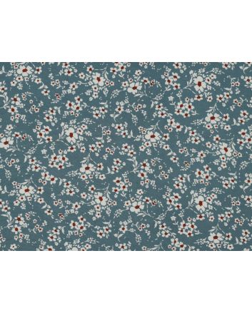 Floral Silhouette Soft Viscose Poplin, China Blue