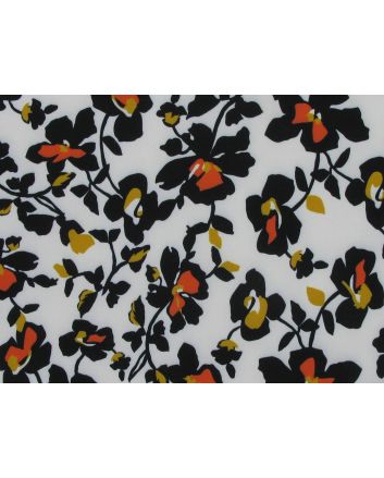 Floral Silhouette Stretch Scuba, White
