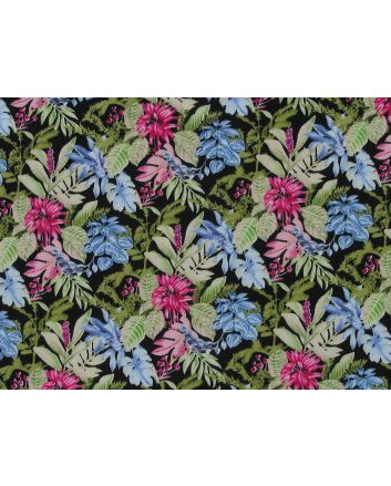Floral Tropic View Cotton Poplin Print, Black