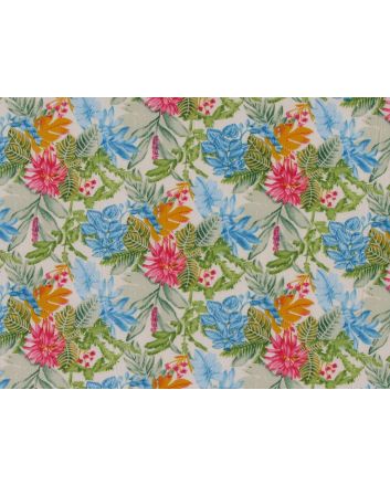 Floral Tropic View Cotton Poplin Print, Cream
