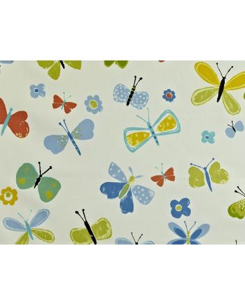 Florence Butterflies Cotton Curtain, Azure