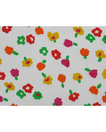 Florence Pique Painted Flower, White