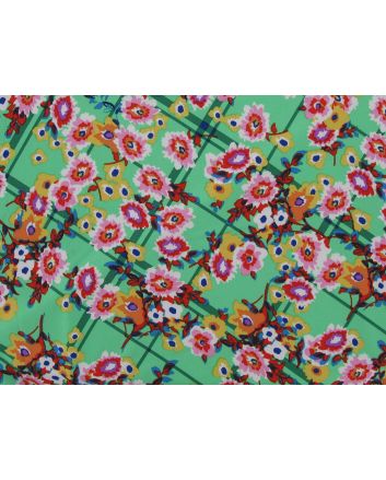 Flower Garden Patch Polyester Jersey Roll End, Mint, 1m