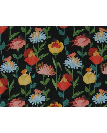 Flower Girls Cotton Print, Black