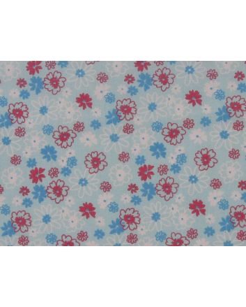 Flower Party Polycotton Print, Sky