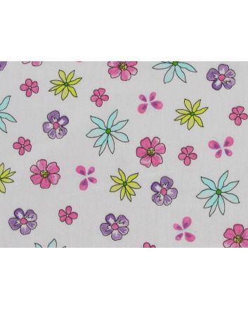 Flower Sketch Cotton Poplin Print, Pink