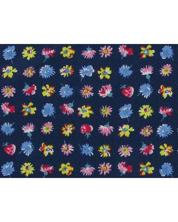 Fluttering Floral Cotton Poplin Print, Navy