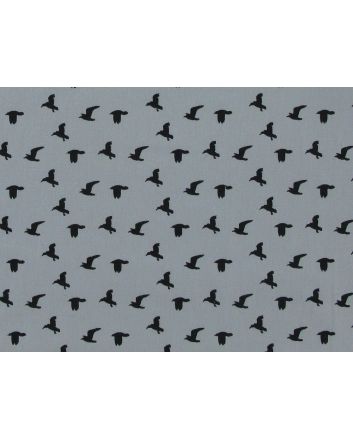 Flying Birds Washed Cotton Print, Blue