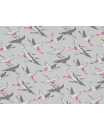 Flying Crane Loopback Cotton Jersey, Light Grey