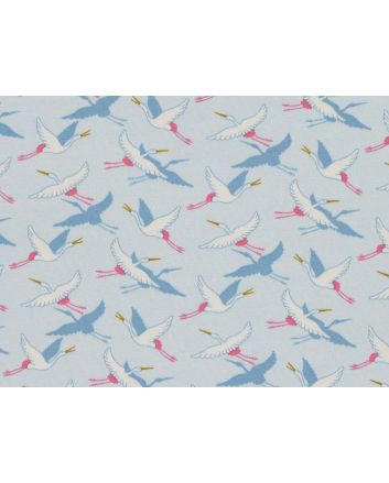 Flying Crane Loopback Cotton Jersey, Sky Blue