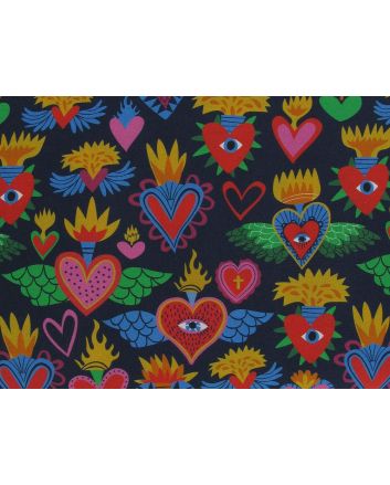 Flying Fire Hearts Cotton Print
