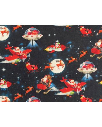 Flying Santa Cotton Print