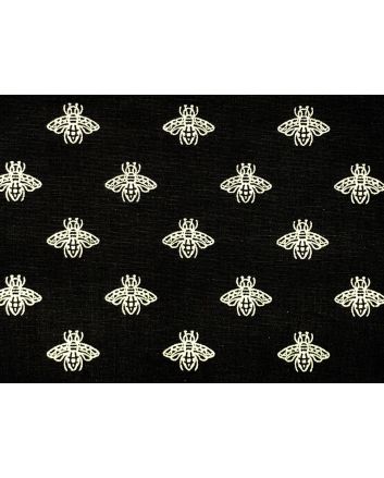 Foil Bees Linen Look Panama Canvas, Gold