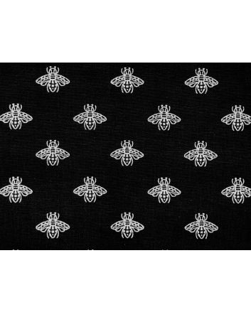 Foil Bees Linen Look Panama Canvas, Silver