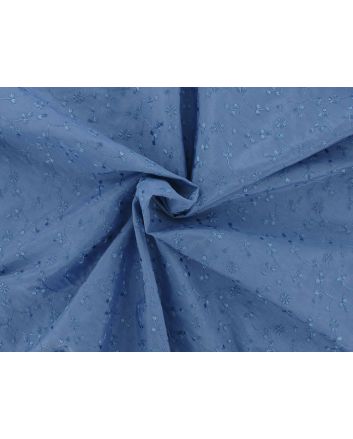 Folding Leaves Embroidered Polyviscose, Cornflower