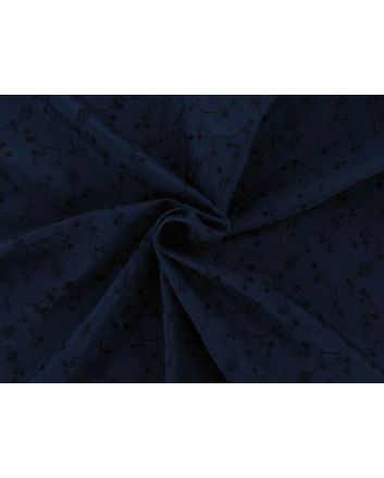Folding Leaves Embroidered Polyviscose, Navy