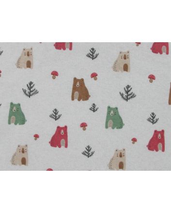 Forest Bears Brushed Cotton Rich Winceyette, Ivory