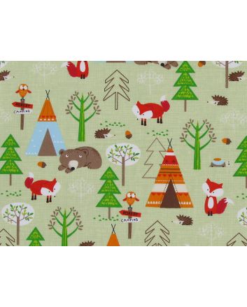 Forest Friends Campout Cotton Poplin Print