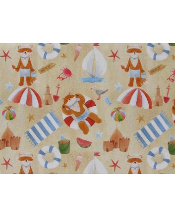 Fox Adventures Cotton Print, Beach