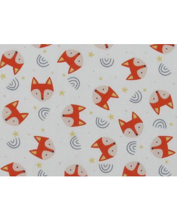 Fox Face Cotton Poplin Print, Ivory