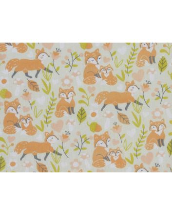 Fox Family Woods Polycotton Print, Cream